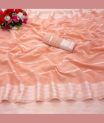 Gullak Cotton Blend Woven Saree With Unstitched Blouse Piece ( Peach )