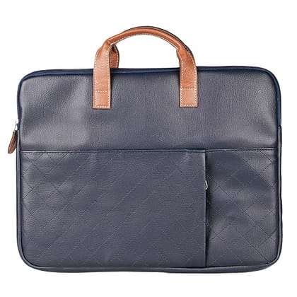 Portronics Encase 104 Laptop Sleeve for 15.6 Inch Laptops, PU Leather Office Bag with Trolley Strap, Smart Inner Pocket, Comes with Handle and Accessory Pockets, Office Laptop Bag by Case by Cover (Blue)