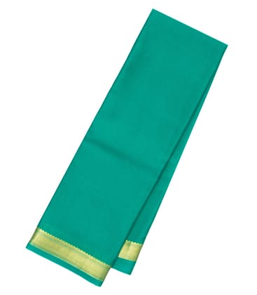 Aquamarine Woven Mysore Silk Saree With Zari Border-Aquamarine