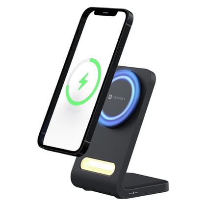 Portronics Flux 15W Qi2 Enabled Fast Charging Wireless Charger, MagSafe Compatible, Best for iPhone 16 or 16 Plus or 16 Pro or 16 Pro Max, iPhone 15 or 15 Plus or 15 Pro or 15 Pro Max, iPhone 14 or 13 or 12 (Black)