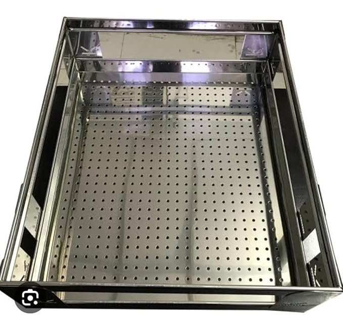 Stainless Steel Modular Kitchen Drawers Baskets, Heavy Duty 60 kg Capacity, Pack of 1, Made in India ALL STYLES AVAILABLES WITH SIZES (15 * 20 * 8 INCH PLAIN SHEET BASKET)