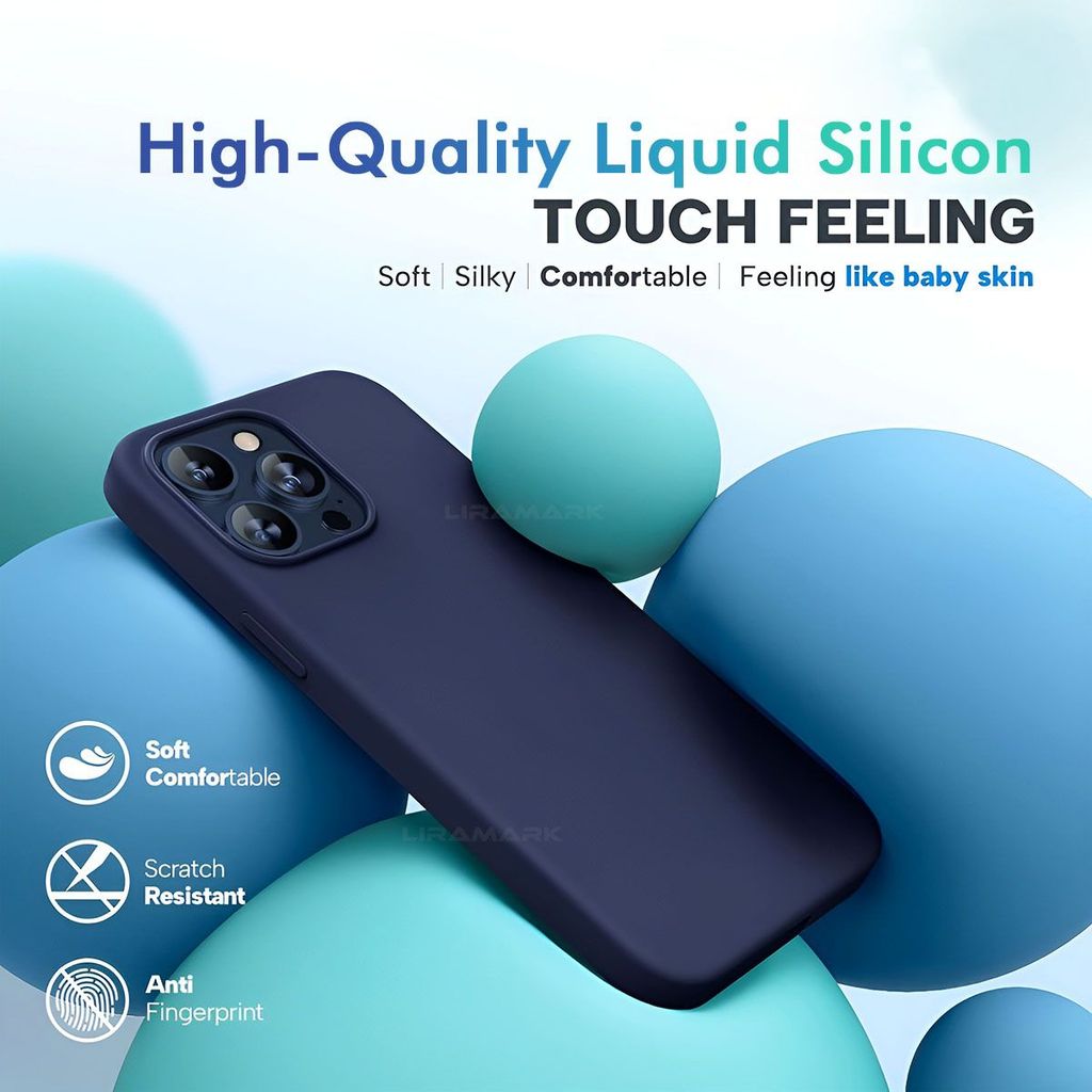 LIRAMARK Liquid Silicone Soft Back Cover Case for iPhone 15 Pro Max (6.7 inch)