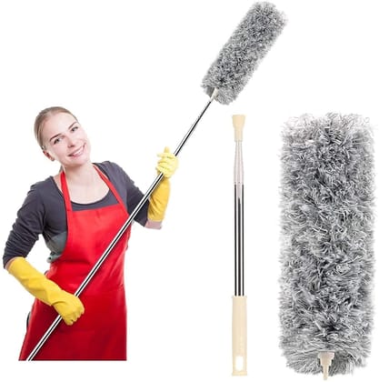 Delhi Deals Hub 100 Inches Extendable Microfiber Feather Duster with Bendable Pole for Ceiling Fan Furniture and Window Cleaning Pack of 1