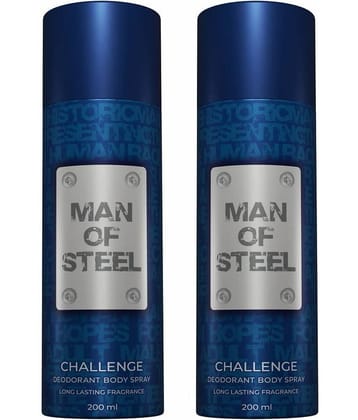 Denver Man Of Steel Challenge Deodorant Spray for Men 400 ml ( Pack of 2 )