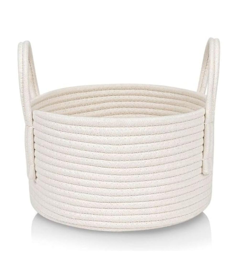 Generic Cotton Pack Of_1 Basket 7x5 Inch Storage Basket For Clothes (White)-PID66469