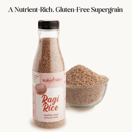 Ragi Rice | Gluten-Free | Easy on Stomach, Rich in Calcium | Cooks in 10 Mins-Pack of 1 - 380 G