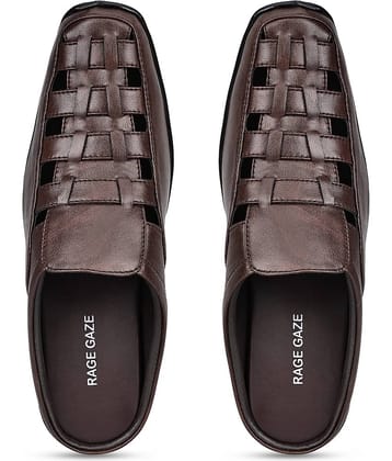 RAGE GAZE HALF SHOE BROWN NEW STYLE - Brown Men's Sandals