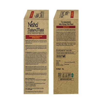 Nisha Nature Mate Henna Based Hair Color Natural Brown 90g Pack of 2 No Ammonia, No PPD, No Peroxide, 100% Grey Coverage