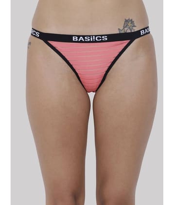 BASIICS By La Intimo Polyester Striped Women's Crotchless ( Coral ) BCPTH01