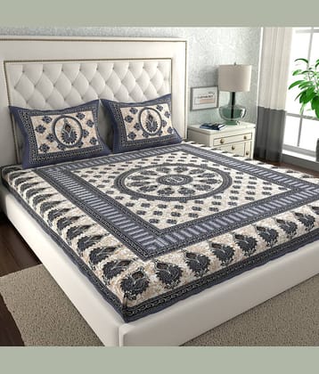 ABHACLOTHO Cotton 1 Double Bedsheet with 2 Pillow Covers ( Multicolor )