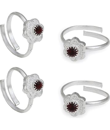 AanyaCentric Gold & Silver Plated 4 Pair Toe Rings