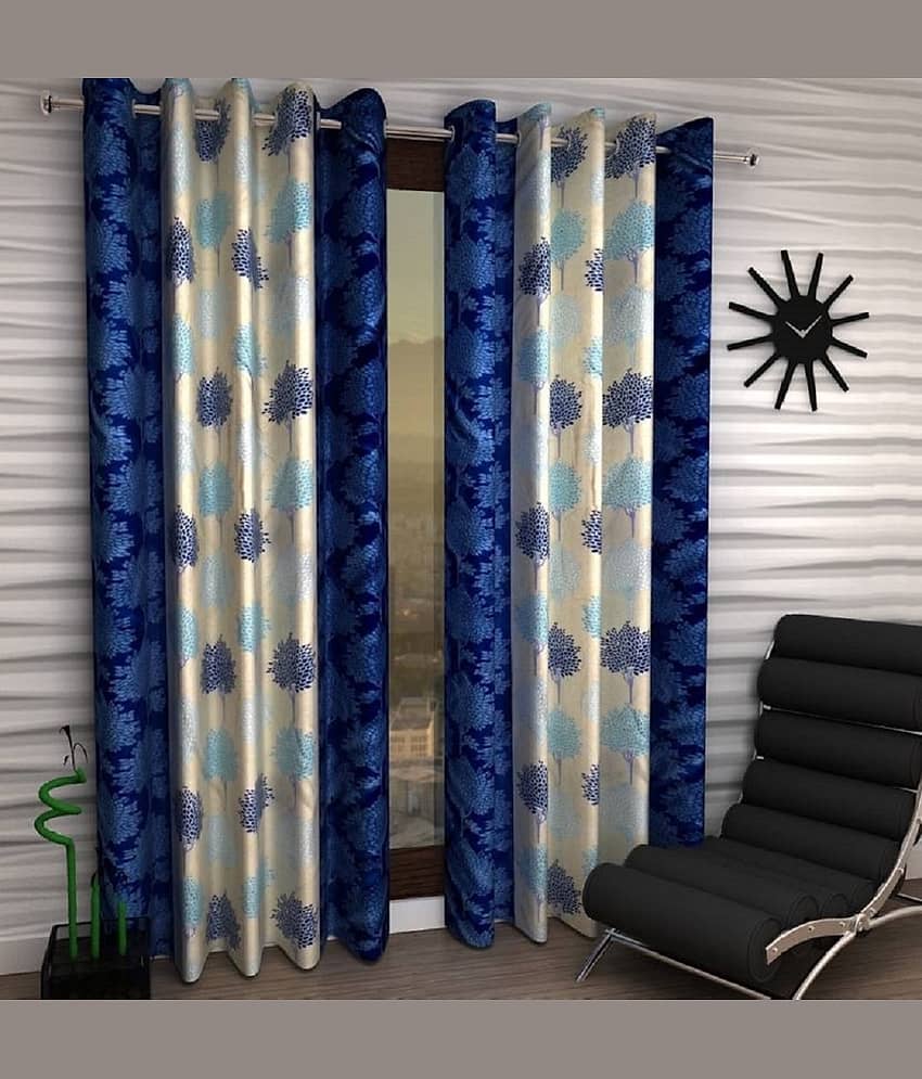 Tanishka Fabs Semi-Transparent Curtain 7 ft ( Pack of 2 ) - Blue