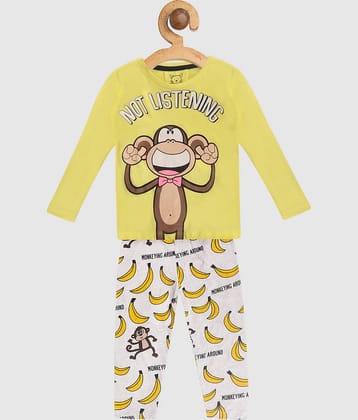 Lazy Shark Pack of 1 Boys Cotton Blend Nightsuit Set ( Yellow )