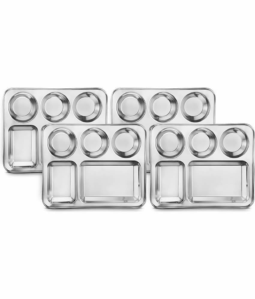 Classic Essentials 4 Pcs Stainless Steel Silver Partition Plate
