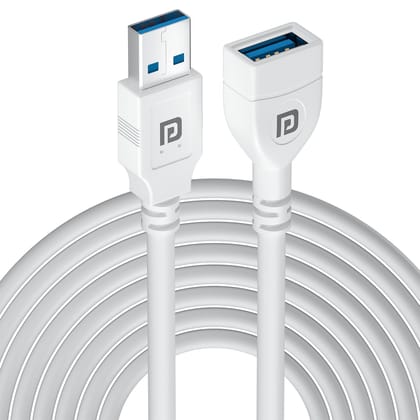 Portronics Uniconnect - USB Male To USB Female 3A 5M Cable 5M, Durable PVC Build, High-Quality Core Material, Type-A Male to Type-A Female