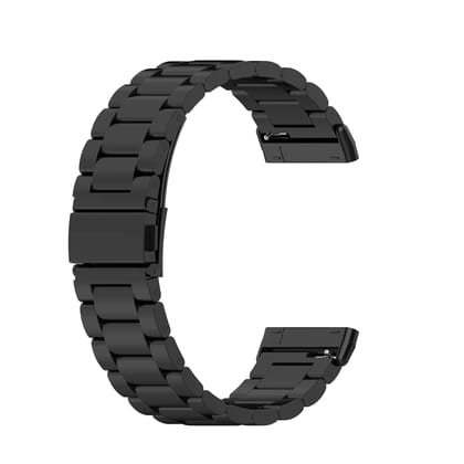 Valente Metal Watch Strap Compatible For Fitbit Versa 3, Versa 4 , Sense & Sense 2 only-Black