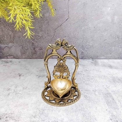 Brass Diya for Puja - 5.5 inch Height | Sacred Brass Diya for Pooja and Rituals