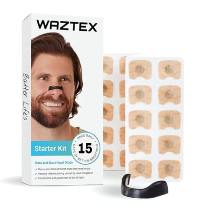 Waztex Magnetic Nasal Strips | Anti Snoring Nose Clip | Skin Safe Nasal Dilators | Snore Stopper for Men | Instant Snoring Relief | Boost Oxygen Intake | Anti Snoring Device | 15 Count (Pack of 1)