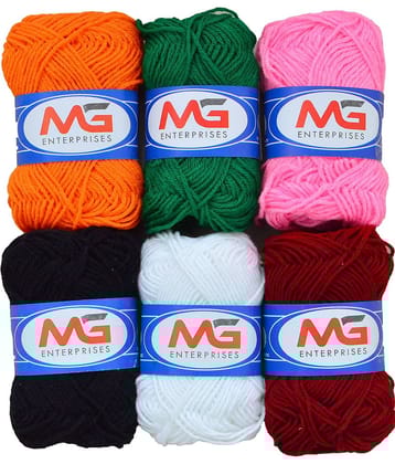 Wool Combo 1 (6 pc) M.G  Wool Ball Hand Knitting Wool/Art Craft  Fingering Crochet Hook Yarn, Needle Knitting Yarn Thread Dyed