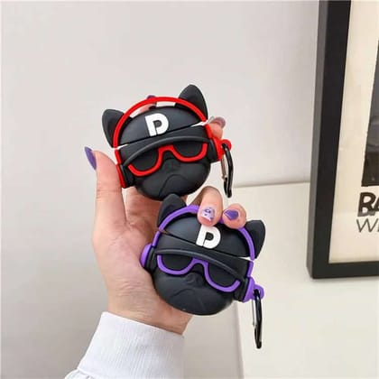 Bulldog Red Headphone Rubber Silicone Airpod Case-Airpod (1st Gen / 2nd Gen)