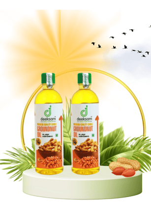 DEEKSAM WOOD PRESSED GROUNDNUT OIL | PEANUT OIL | KADAILAI ENNAI | CHEKKU OIL Groundnut Oil PET Bottle (2 x 1 L)