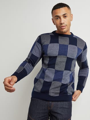 Block Check Pullover Sweater Block Check Pullover Sweater
