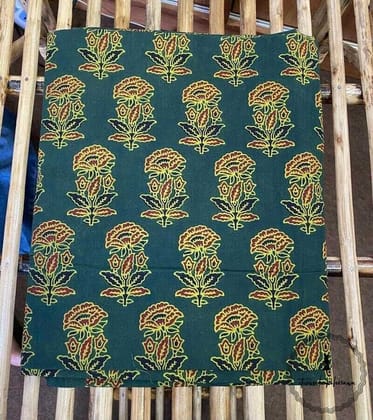 Ajrakh Cotton Fabric For Kurta-Green
