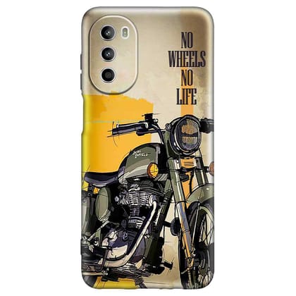 No Wheels No Life Motorola G82 Premium Embossed Mobile cover