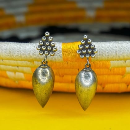 Oxidized Silver Teardrop Pendant Earrings for Girls & Women