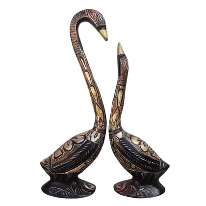 Classic Brass Duck Pair Decorative Showpiece for Living Room, Height : 10.8 Inch (ANMAS187 A)