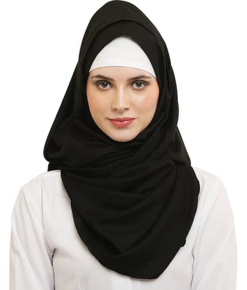 Evelia Black Rayon Stitched Hijab - Single