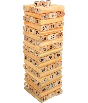 RAINBOW RIDERS Wooden Stacking Tower Game and Puzzle , Wooen Block Master For Kids Boys Girls Age 3 + Years,48 Pcs Stacking Tower With 4 Dices For 1 or More Players, Best Xmas Gift