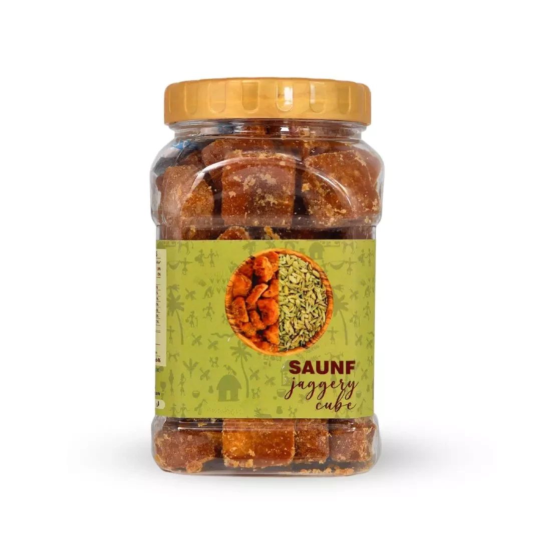 Saunf Jaggery Cube-500gm - aggery is nutritionally superior to sugar because it contains iron, fiber, and minerals in addition to calories. However, it should be eaten in moderation because 