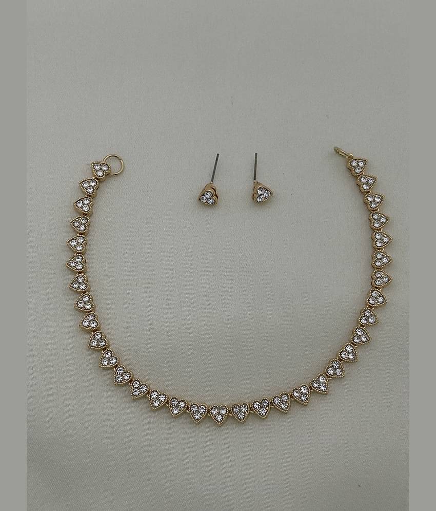 ROFARWORD Gold Brass Necklace Set ( Pack of 1 )