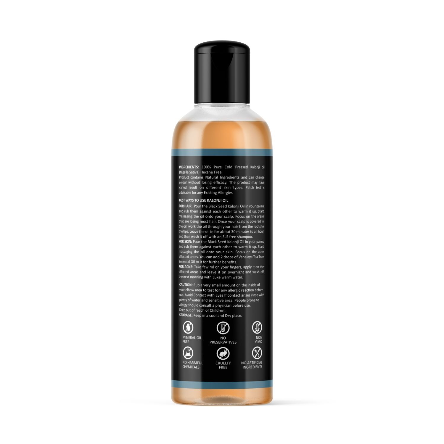 Pure Cold Pressed Kalonji Oil, Black Seed Oil For Hair Growth & Skin Care No Mineral Oil, No Silicones 200ml Pack of 2