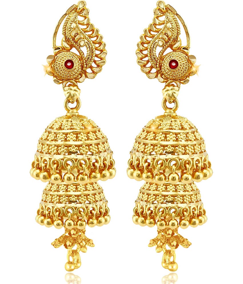 Vighnaharta South Screw back alloy Gold plated Jhumki, Jhumka, Jhumkas, Jhumki Earring for Women and Girls VFJ1499ERG