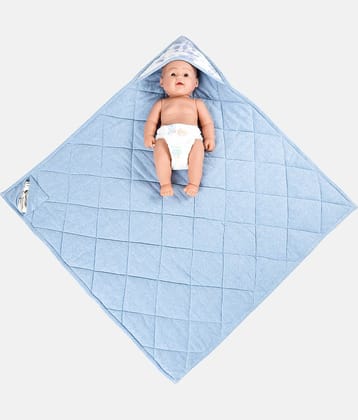 NUEVOSGHAR - Blue Polyester Hooded Baby Blanket ( Pack of 1 )