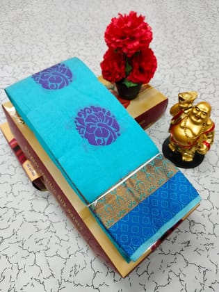 Elegant Floral Print Cotton Saree