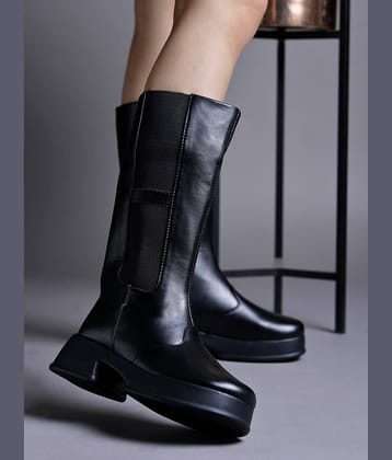 Stylestry Black Women's Mid Calf Length Boots