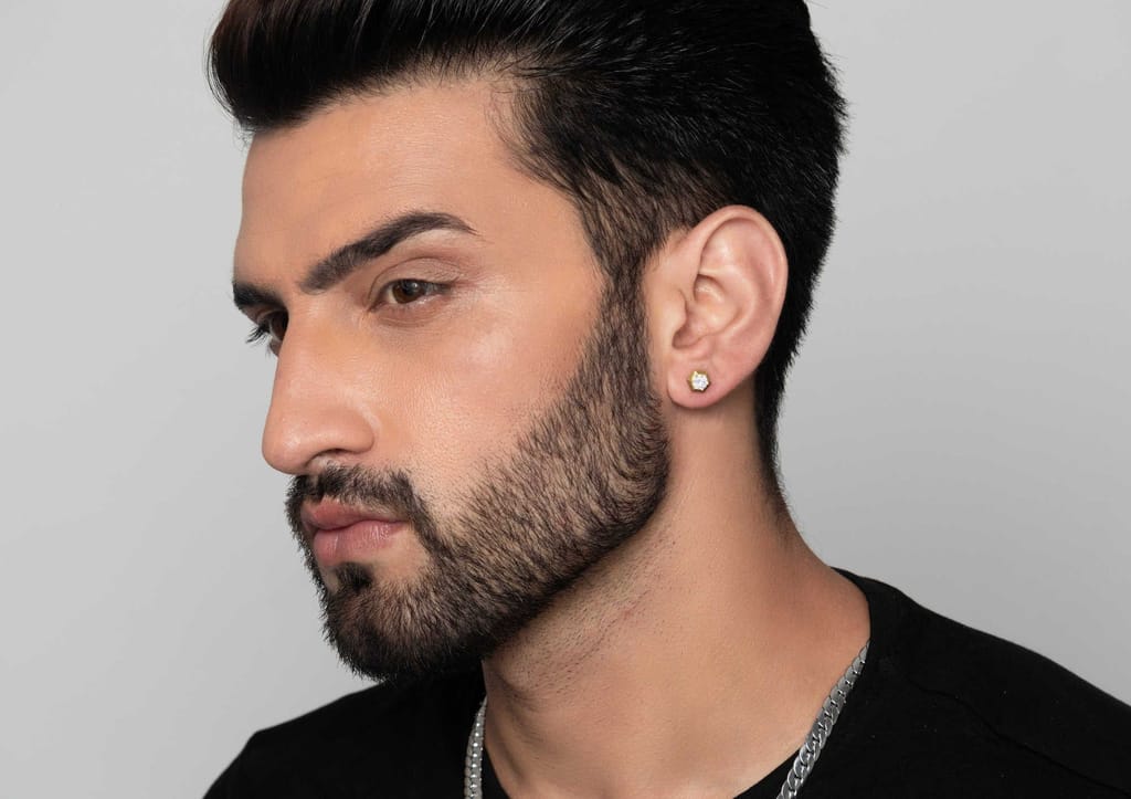 Hexadic Bezel Men's Ear Stud (1 Pc Only)