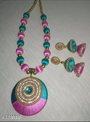 Elegant Dual-Tone Silk Thread Jewellery Set