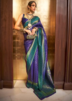 Royal Blue Woven Banarasi Silk Saree