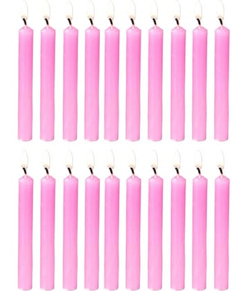PROSPERRO LUMO - Pink Unscented Tapered Candle 10 cm ( Pack of 20 )