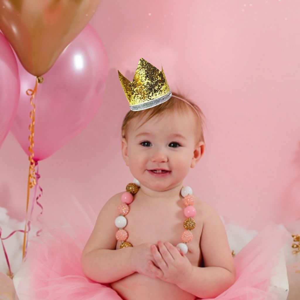 Kids Crown Gold Cap w/Pull Elastic & Customizable