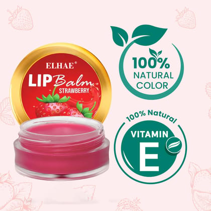 ELHAE Lip Balm with Desi Ghee | All-Natural Hydration & Protection | Buttery Feel & Glossy Sheen In Strawberry Flavor � 30g