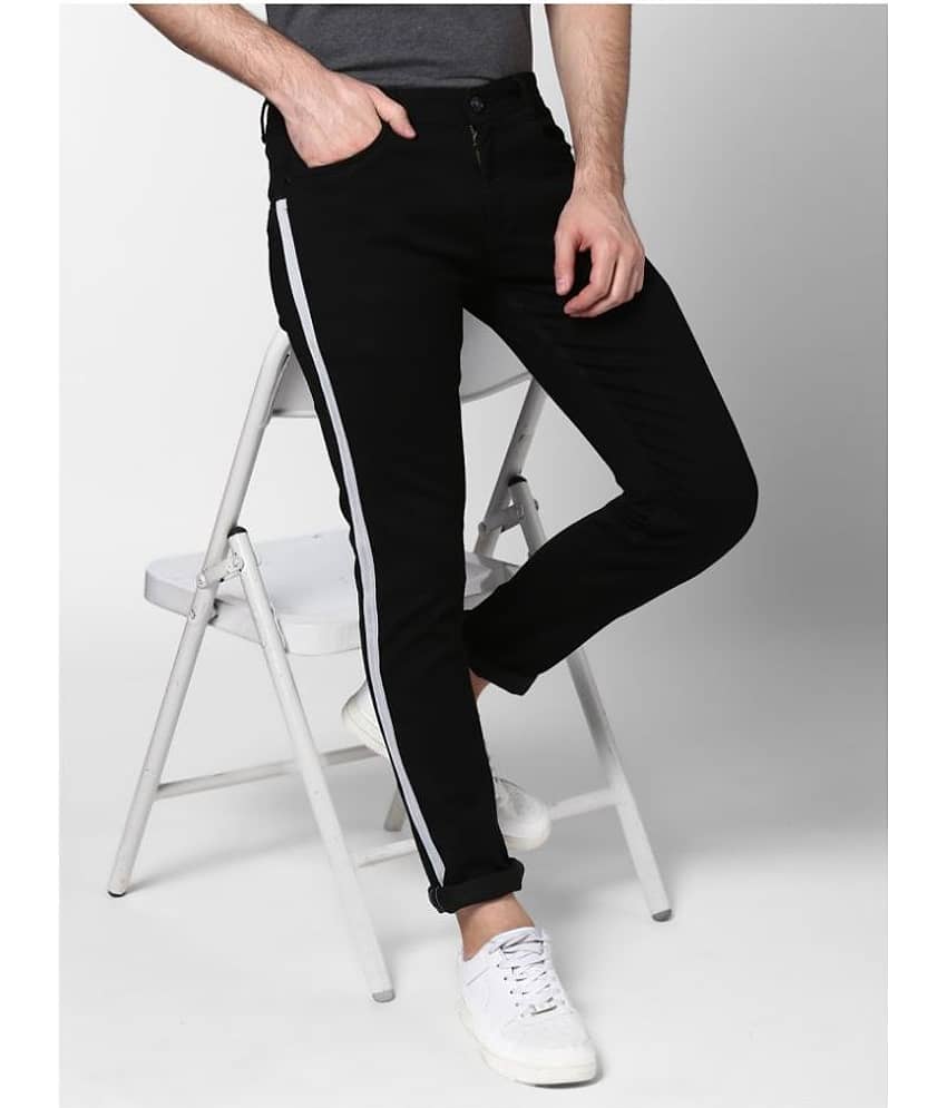 BUKKL Slim Fit Side Stipe Men's Jeans - Black ( Pack of 1 )