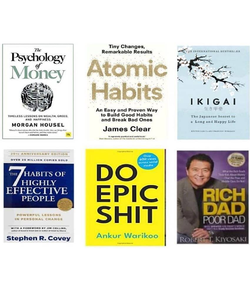 ( Combo Of 6 Pack ) Psychology of money+ Atomic habit + Ikigai+ 7 Habits +Do epic shit + Rich dad Paperback English Books