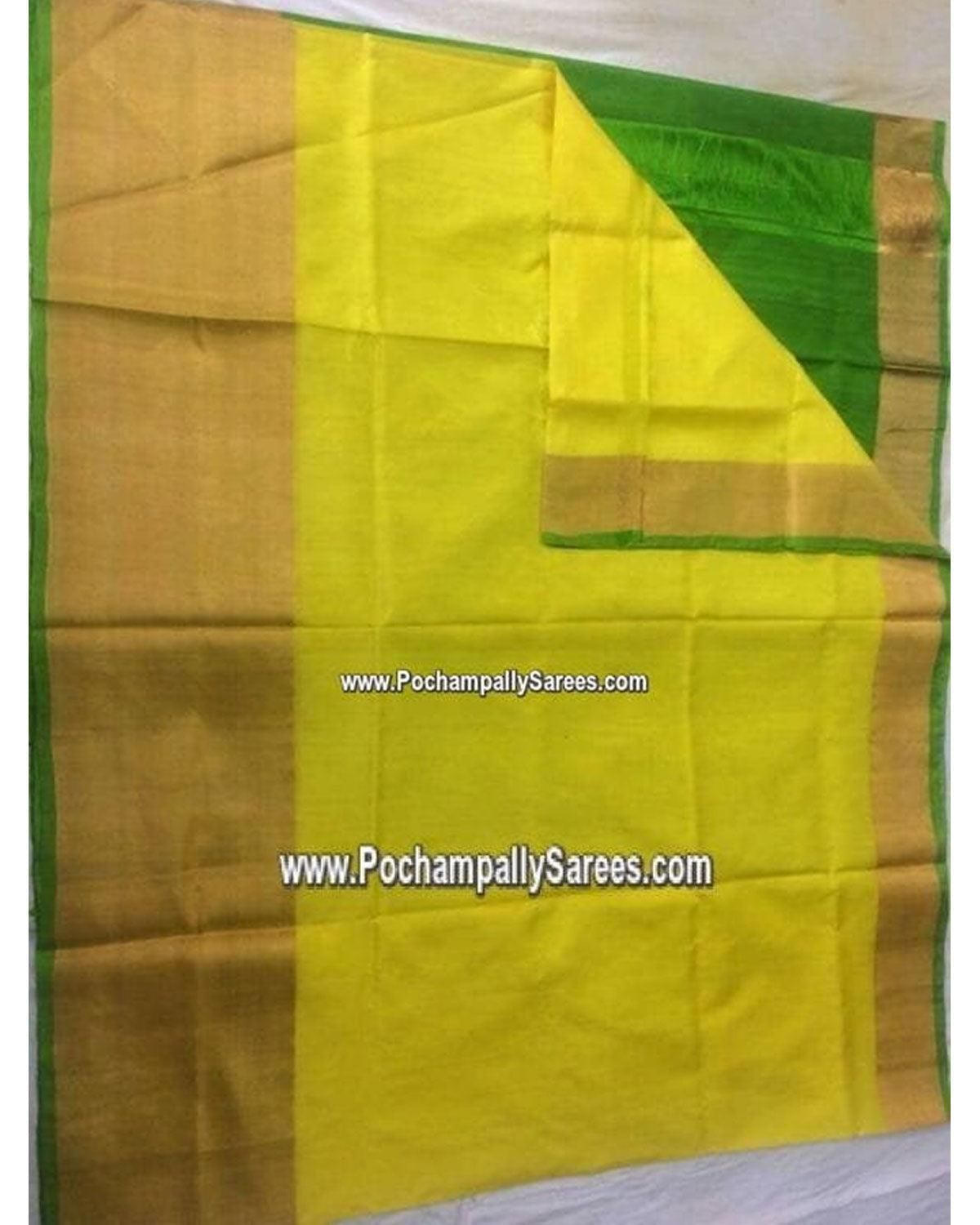 UPPADA TISSUE BIG BORDER YELLOW COLOUR SAREE