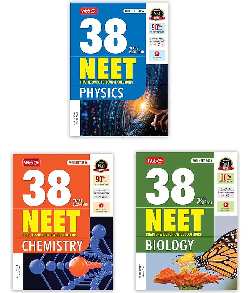 MTG 38 Years NEET Previous Year Solved Question Papers with NEET PYQ Chapterwise Topicwise Solutions Physics, Chemistry, Biology For NEET 2026 Exam
