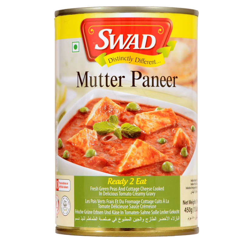 Swad Ready to Cook and EatMutter Paneer Instant Mix Vegetarian Heat & Eat with No Added Preservative - 450 Grams (Pack of 3)